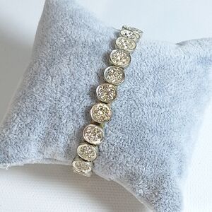 Crystal Cluster Silver Tone Stretch Bracelet